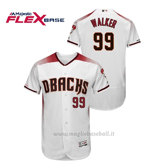 Maglia Baseball Uomo Arizona Diamondbacks Taijuan Walker 150th Aniversario Patch Autentico Flex Base Bianco Rosso